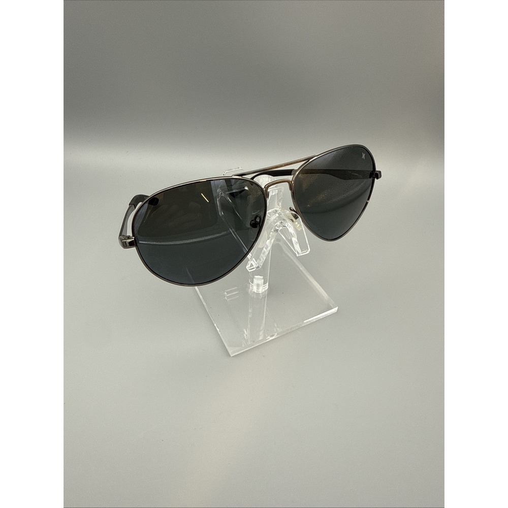 Men Hurley Traveler 60mm Aviator Polarized UV400 Sunglasses Black Frame Gray Len